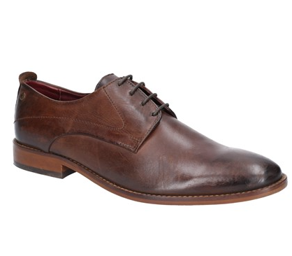 BASE London Mens Script Washed Derby laced Shoe