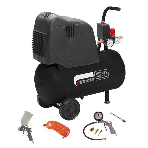 SIP Airmate Hurricane 245/25 Oil Free Air Compressor with 7 Piece Kit, 8 bar (4726175105078)