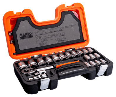 Bahco 24 Piece 1/2" Square Drive Socket Set with Metric Hex Profile and Ratchet (4784455778358)