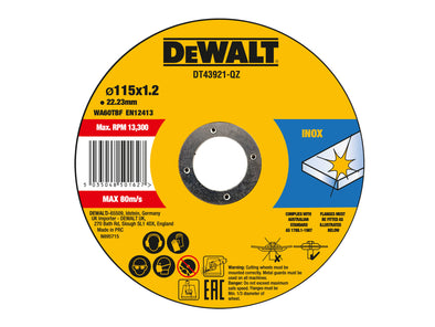 DeWalt DT43921 115mm Metal Cut Off Disc (Pack of 10)