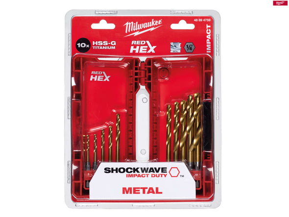Milwaukee SHOCKWAVE™ HSS-Ground Titanium Metal Drill Bit 10 Piece Set