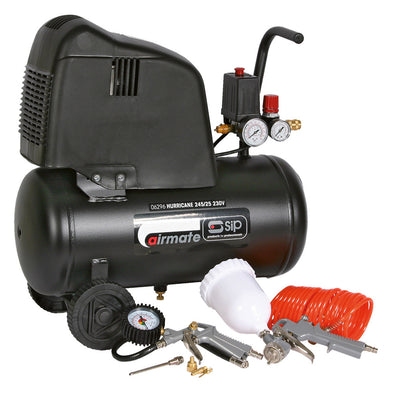 SIP Airmate Hurricane 245/25 Oil Free Air Compressor with 7 Piece Kit, 8 bar (4726175105078)